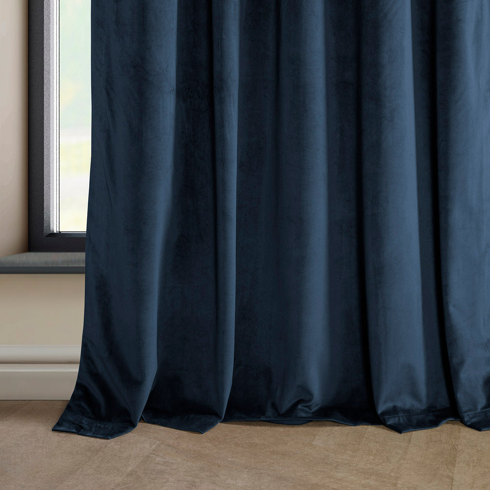 Eternal Blue Heritage Plush Velvet Custom Curtain