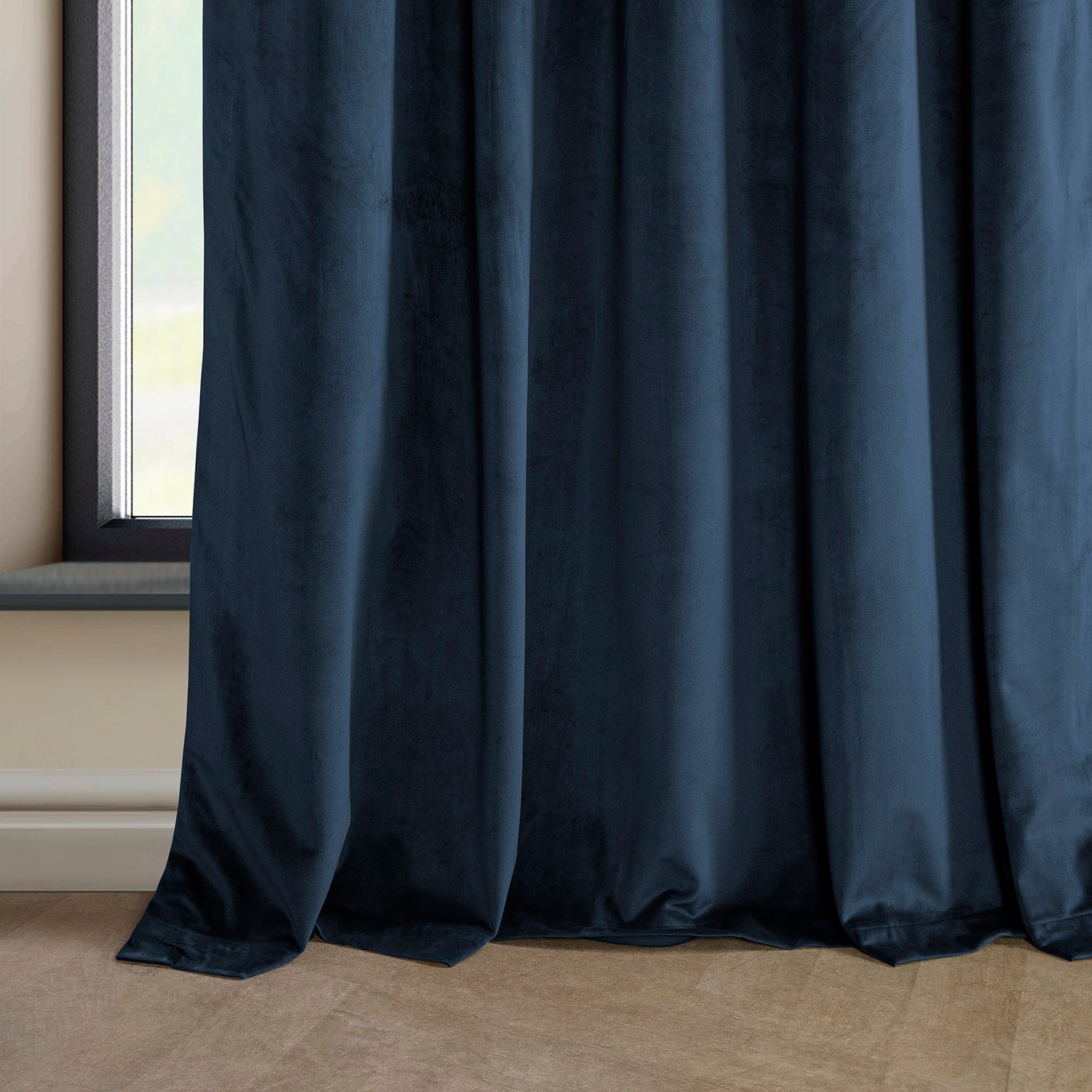 Eternal Blue Heritage Plush Velvet Custom Curtain