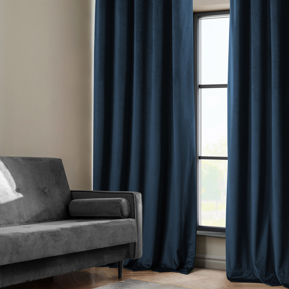 Eternal Blue Heritage Plush Velvet Custom Curtain
