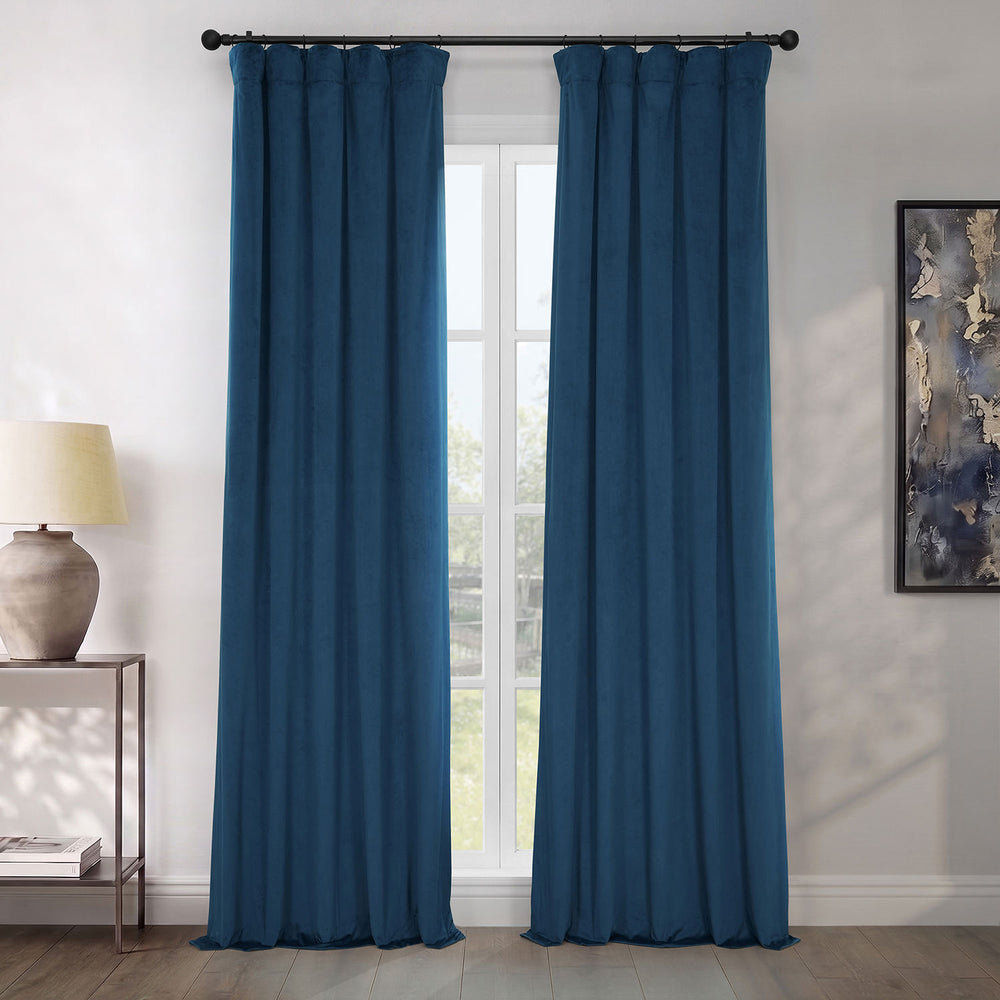 Eternal Blue Heritage Plush Velvet Room Darkening Curtain