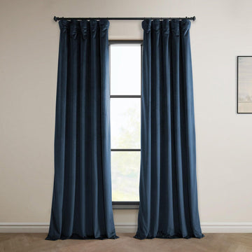 Eternal Blue Heritage Plush Velvet Room Darkening Curtain