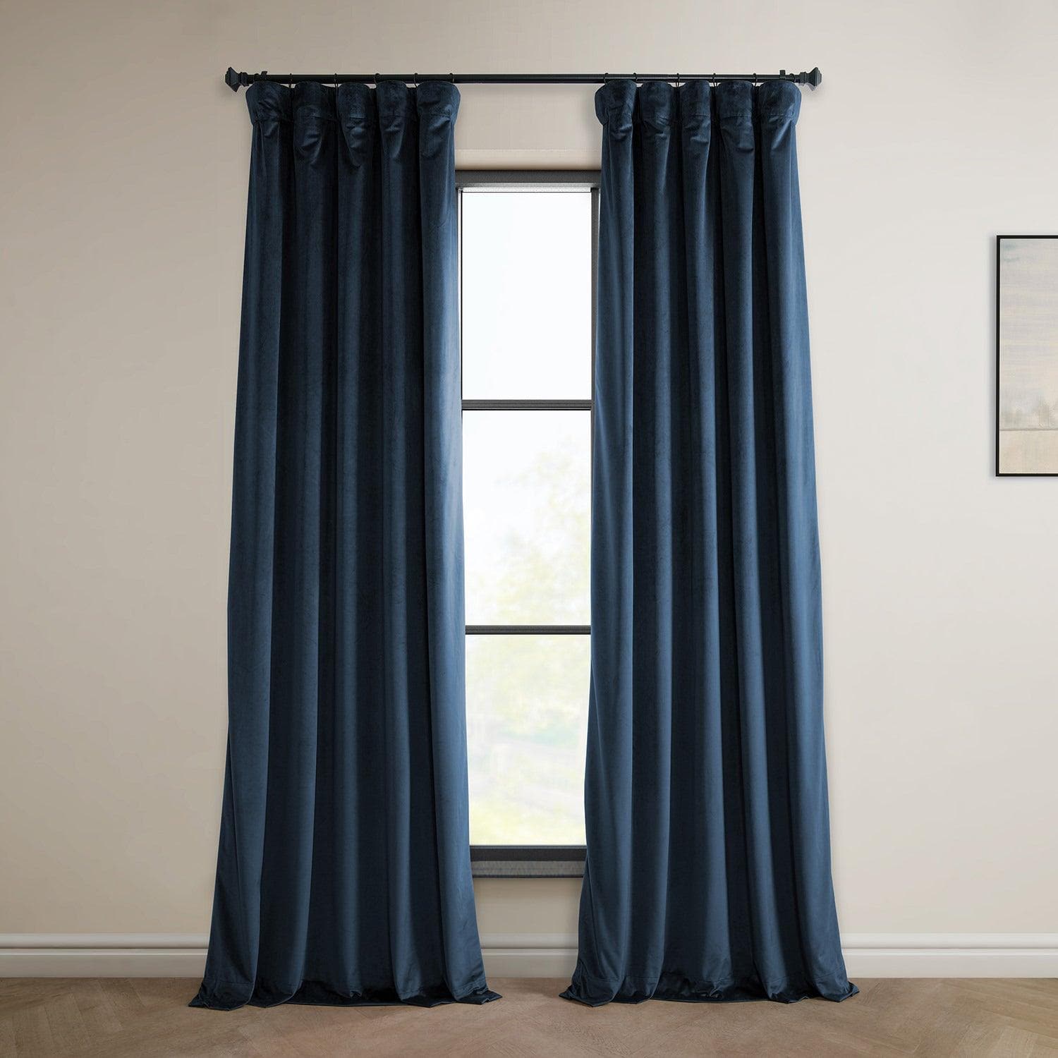 Eternal Blue Heritage Plush Velvet Curtain - HalfPriceDrapes.com
