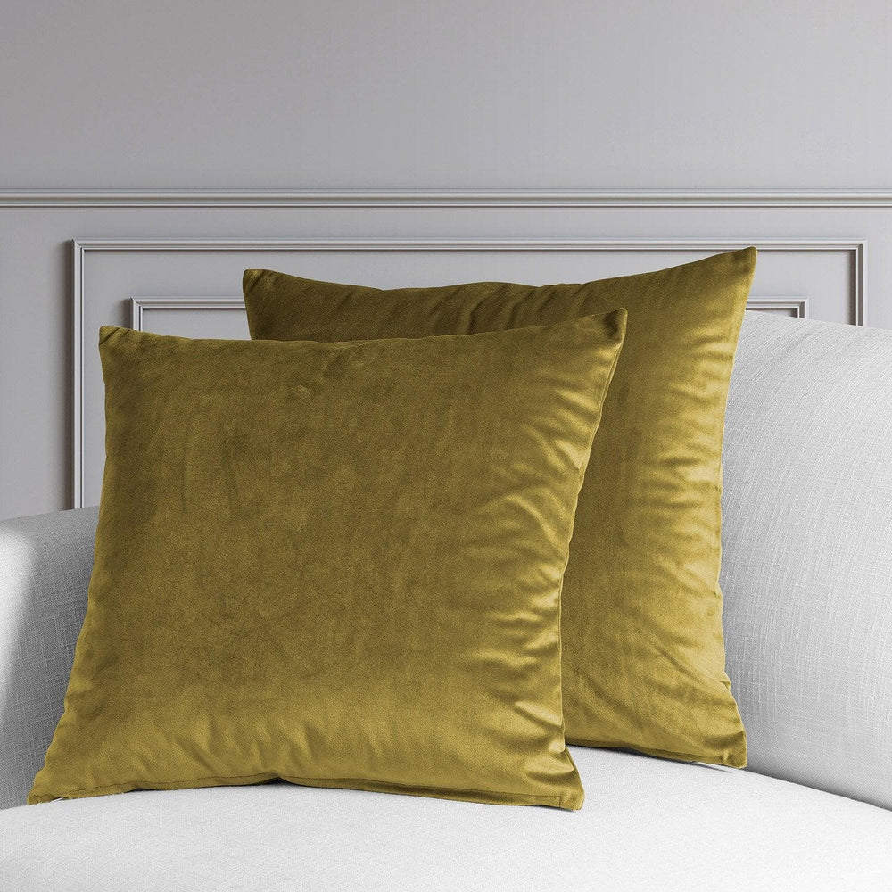 Peat Green Heritage Plush Velvet Cushion Covers - Pair - HalfPriceDrapes.com