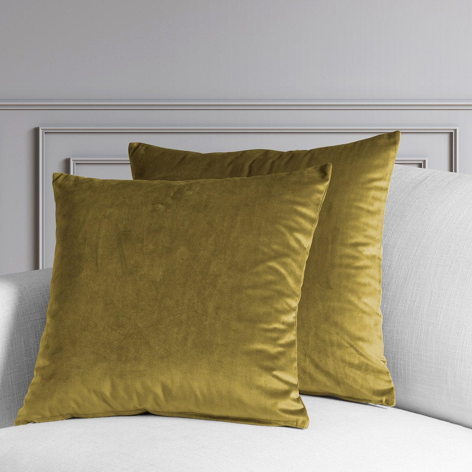 Peat Green Heritage Plush Velvet Cushion Covers - Pair - HalfPriceDrapes.com