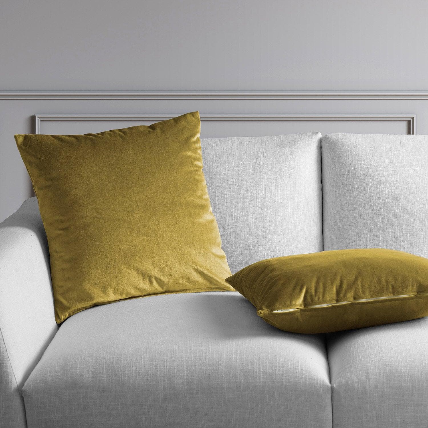 Peat Green Heritage Plush Velvet Cushion Covers - Pair - HalfPriceDrapes.com