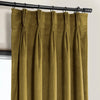 Peat Green French Pleat Heritage Plush Velvet Curtain - HalfPriceDrapes.com