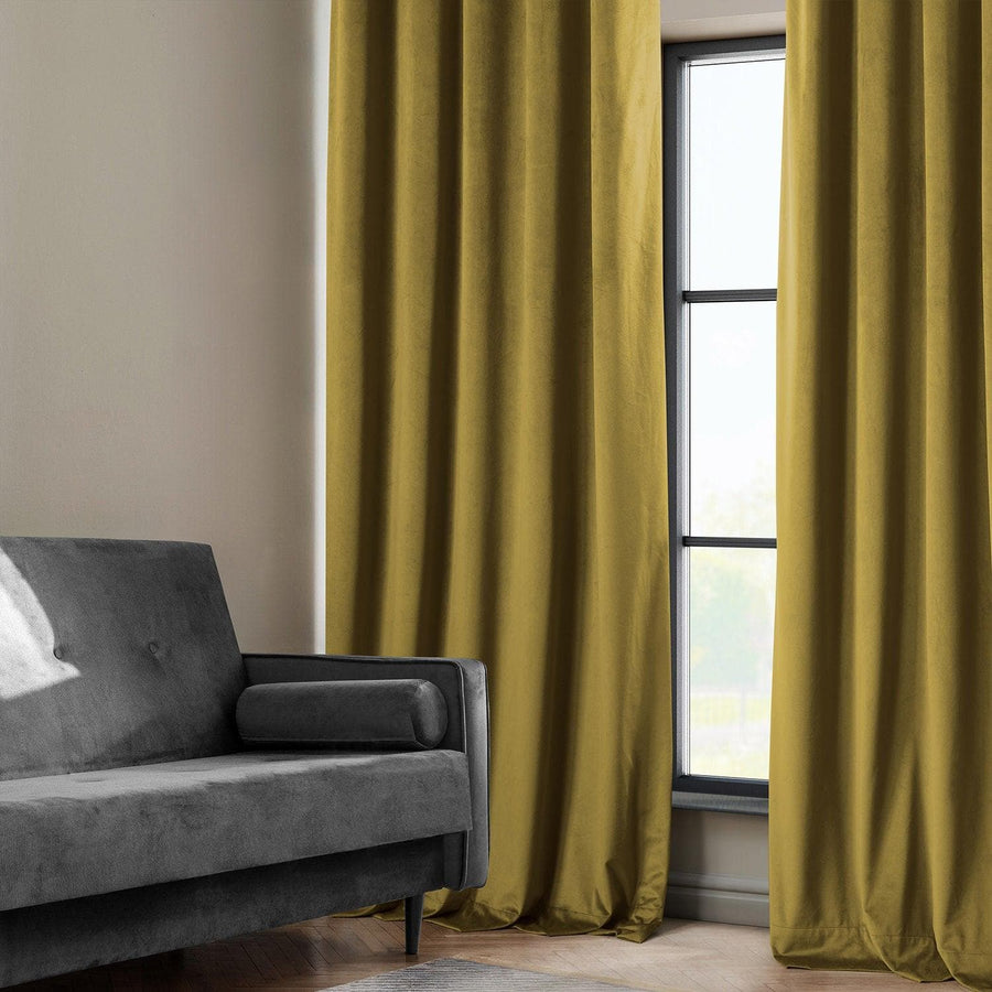 Peat Green Heritage Plush Velvet Custom Curtain - HalfPriceDrapes.com