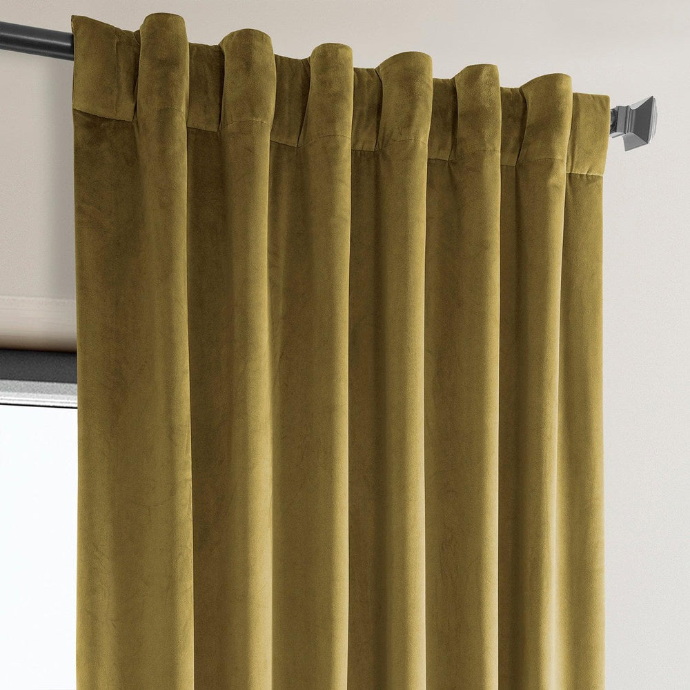 Peat Green Heritage Plush Velvet Curtain - HalfPriceDrapes.com