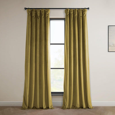 Peat Green Heritage Plush Velvet Room Darkening Curtain