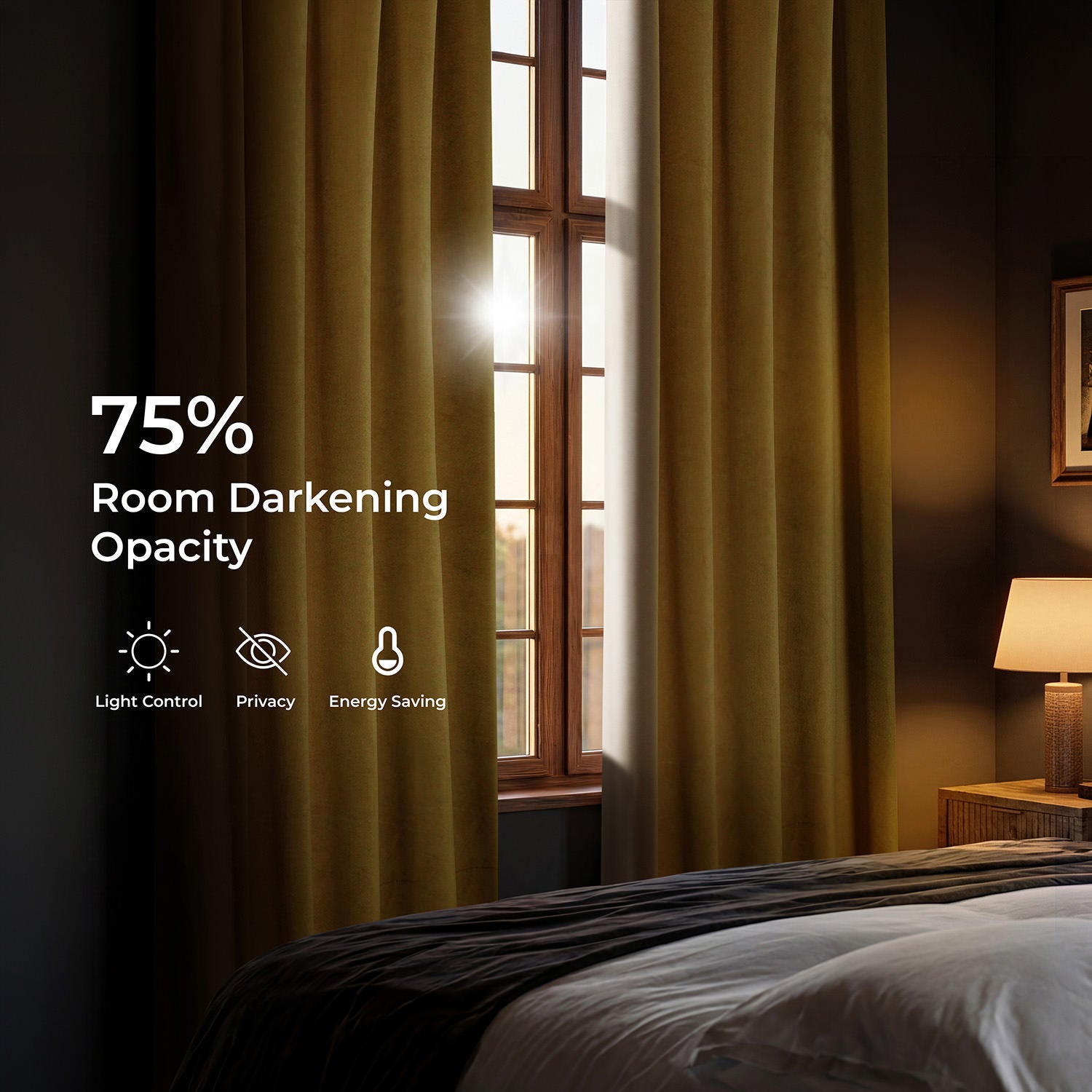 Peat Green Heritage Plush Velvet Room Darkening Curtain