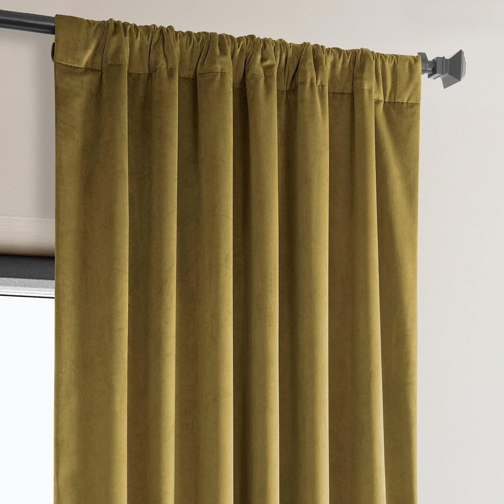 Peat Green Heritage Plush Velvet Curtain - HalfPriceDrapes.com