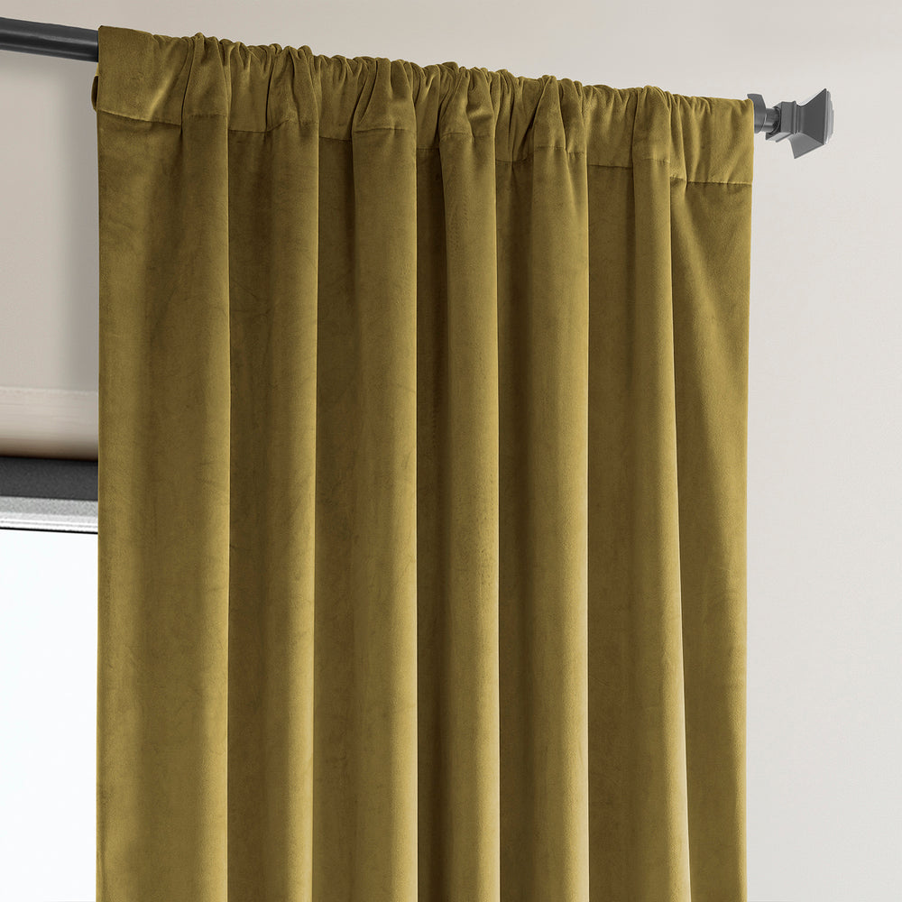 Peat Green Heritage Plush Velvet Custom Curtain