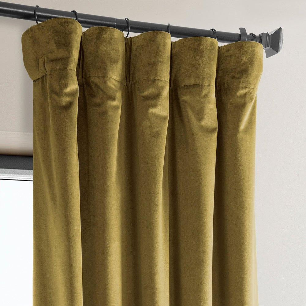 Peat Green Heritage Plush Velvet Curtain - HalfPriceDrapes.com