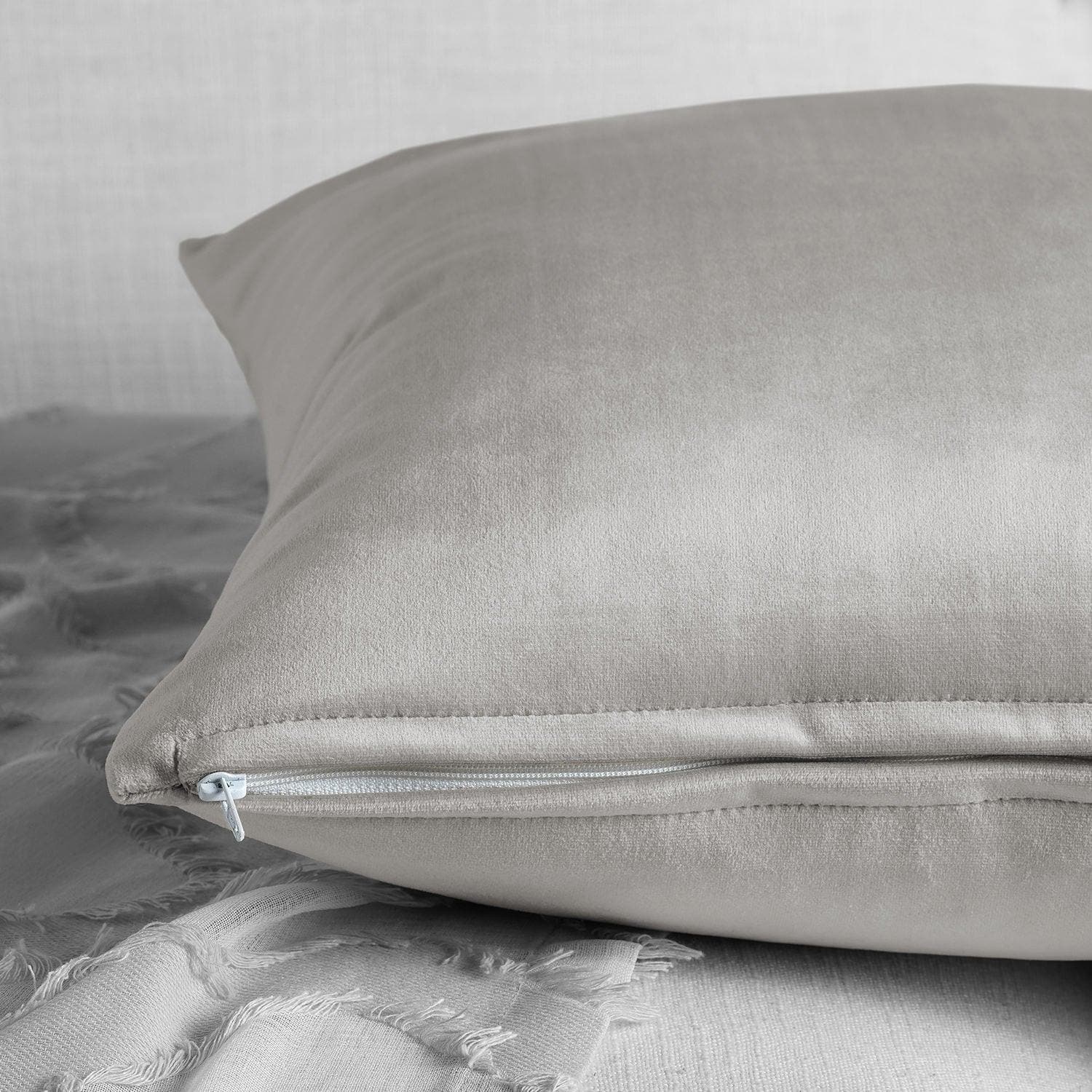 City Grey Heritage Plush Velvet Cushion Covers - Pair - HalfPriceDrapes.com