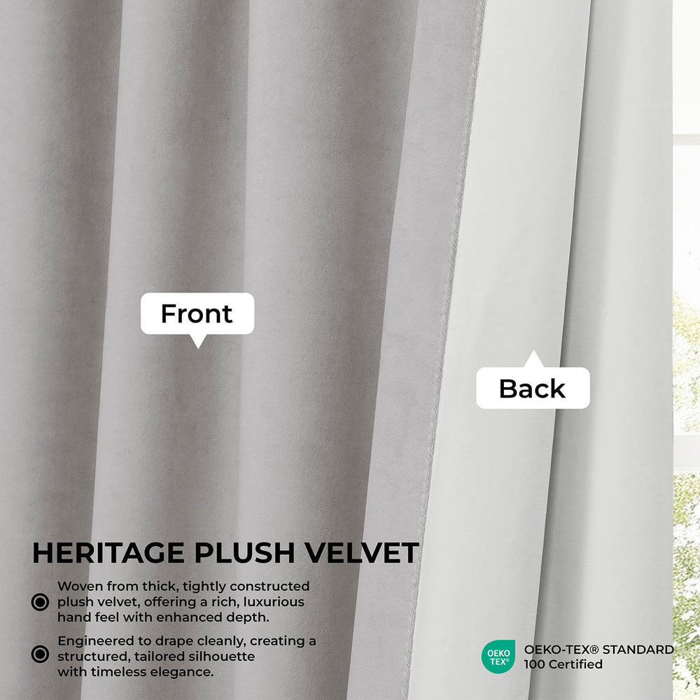 City Grey Grommet Heritage Plush Velvet Room Darkening Curtain