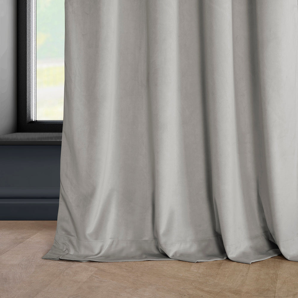 City Grey Heritage Plush Velvet Custom Curtain
