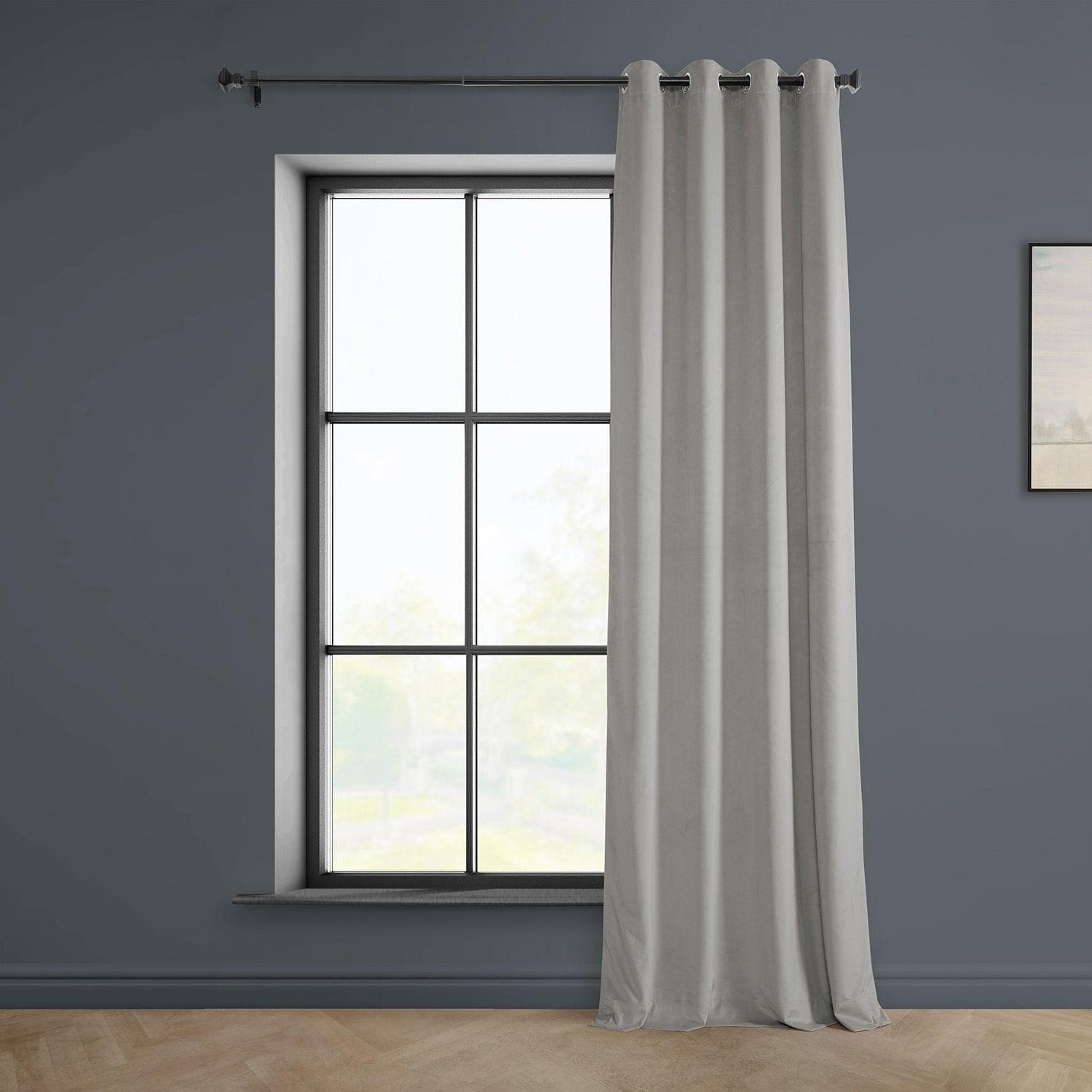 City Grey Grommet Heritage Plush Velvet Curtain - HalfPriceDrapes.com
