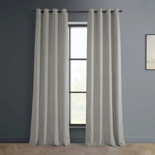 City Grey Grommet Heritage Plush Velvet Room Darkening Curtain