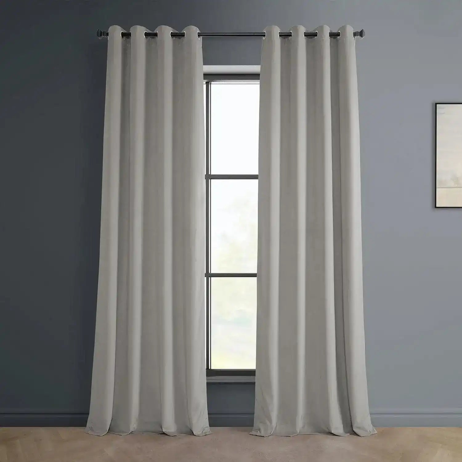 City Grey Grommet Heritage Plush Velvet Curtain - HalfPriceDrapes.com