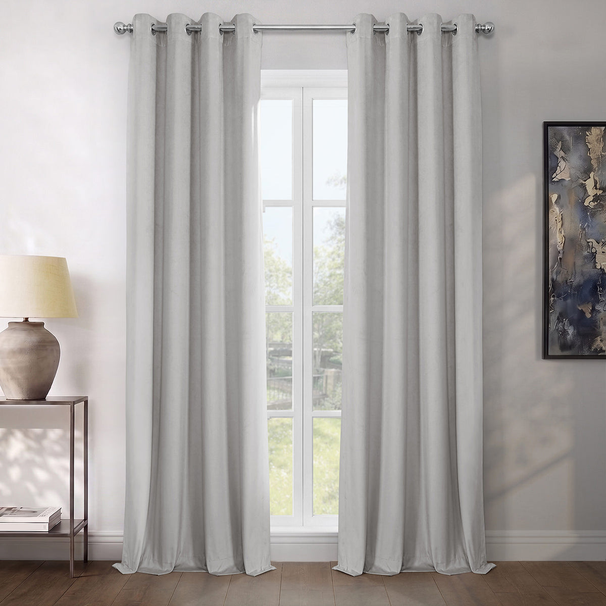 City Grey Grommet Heritage Plush Velvet Room Darkening Curtain