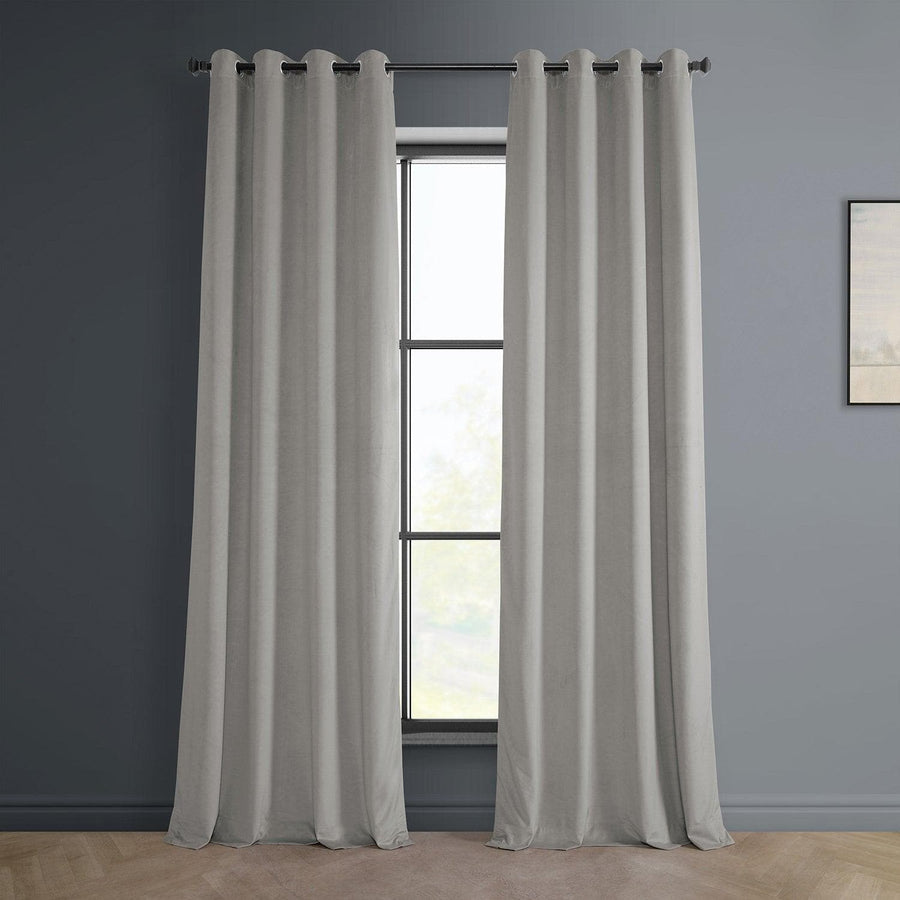 City Grey Grommet Heritage Plush Velvet Curtain - HalfPriceDrapes.com