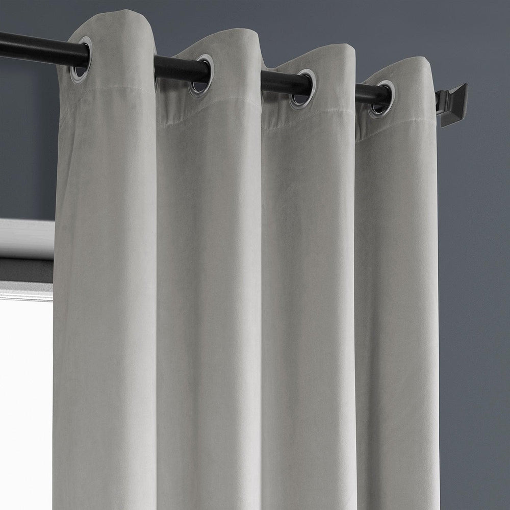 City Grey Grommet Heritage Plush Velvet Curtain - HalfPriceDrapes.com