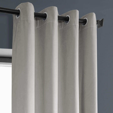 City Grey Grommet Heritage Plush Velvet Curtain - HalfPriceDrapes.com