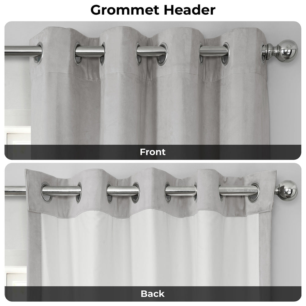 City Grey Grommet Heritage Plush Velvet Room Darkening Curtain
