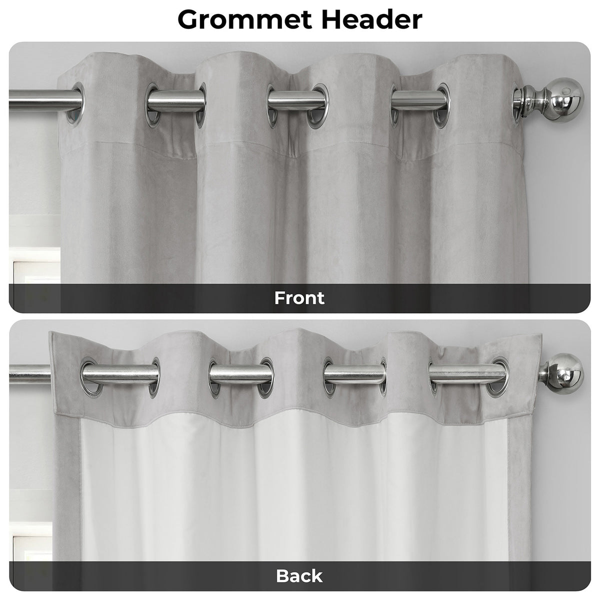 City Grey Grommet Heritage Plush Velvet Room Darkening Curtain