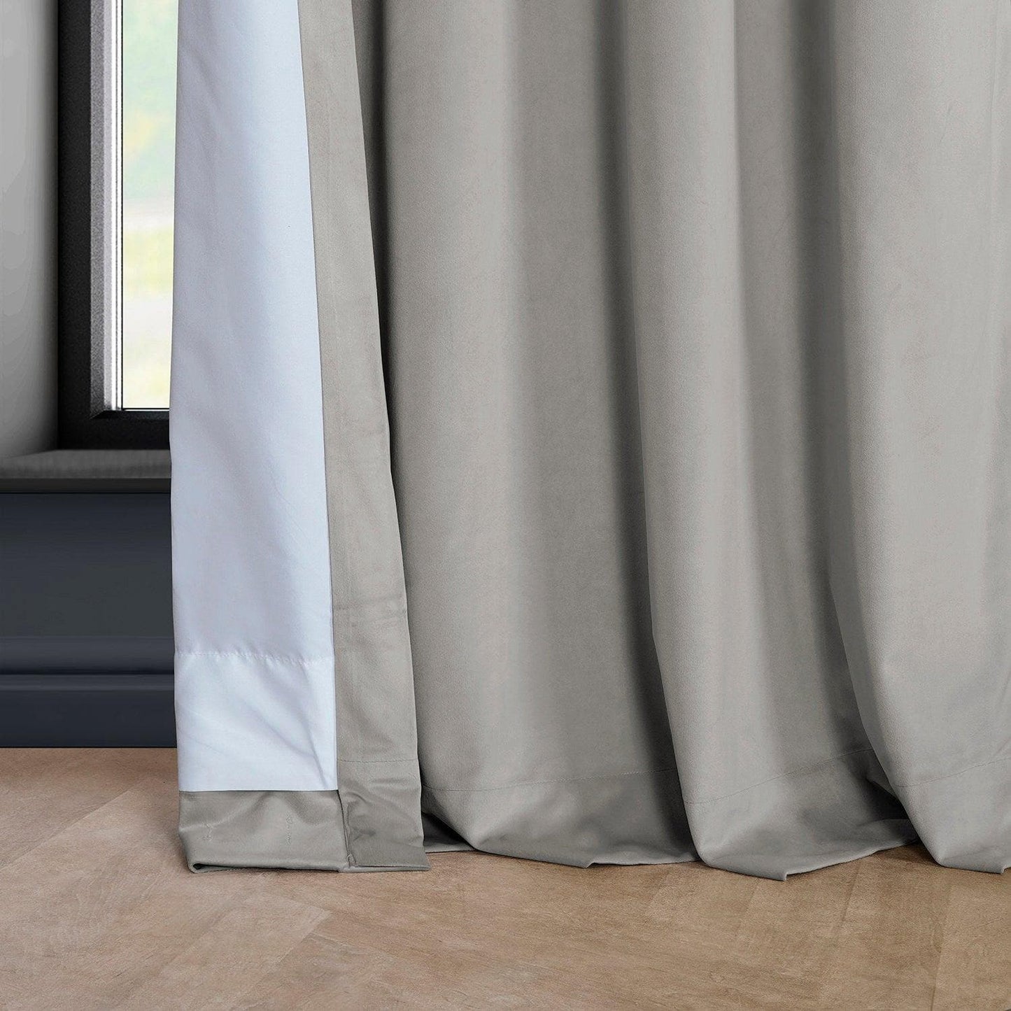 City Grey Grommet Heritage Plush Velvet Curtain - HalfPriceDrapes.com