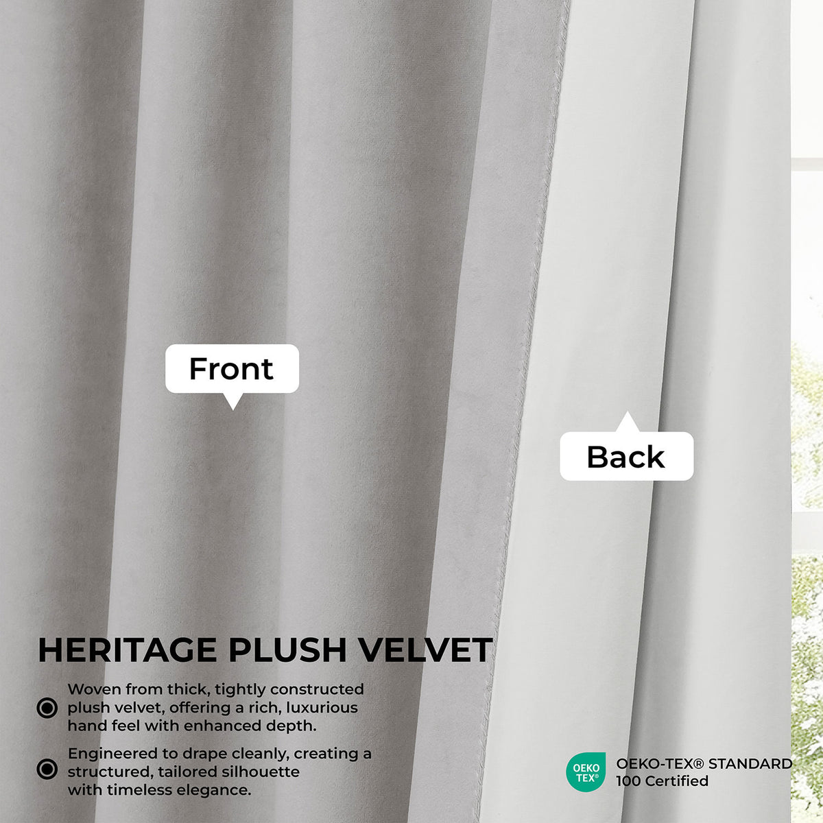 City Grey Heritage Plush Velvet Room Darkening Curtain