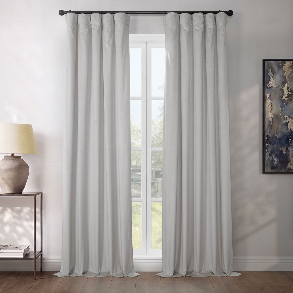 City Grey Heritage Plush Velvet Room Darkening Curtain