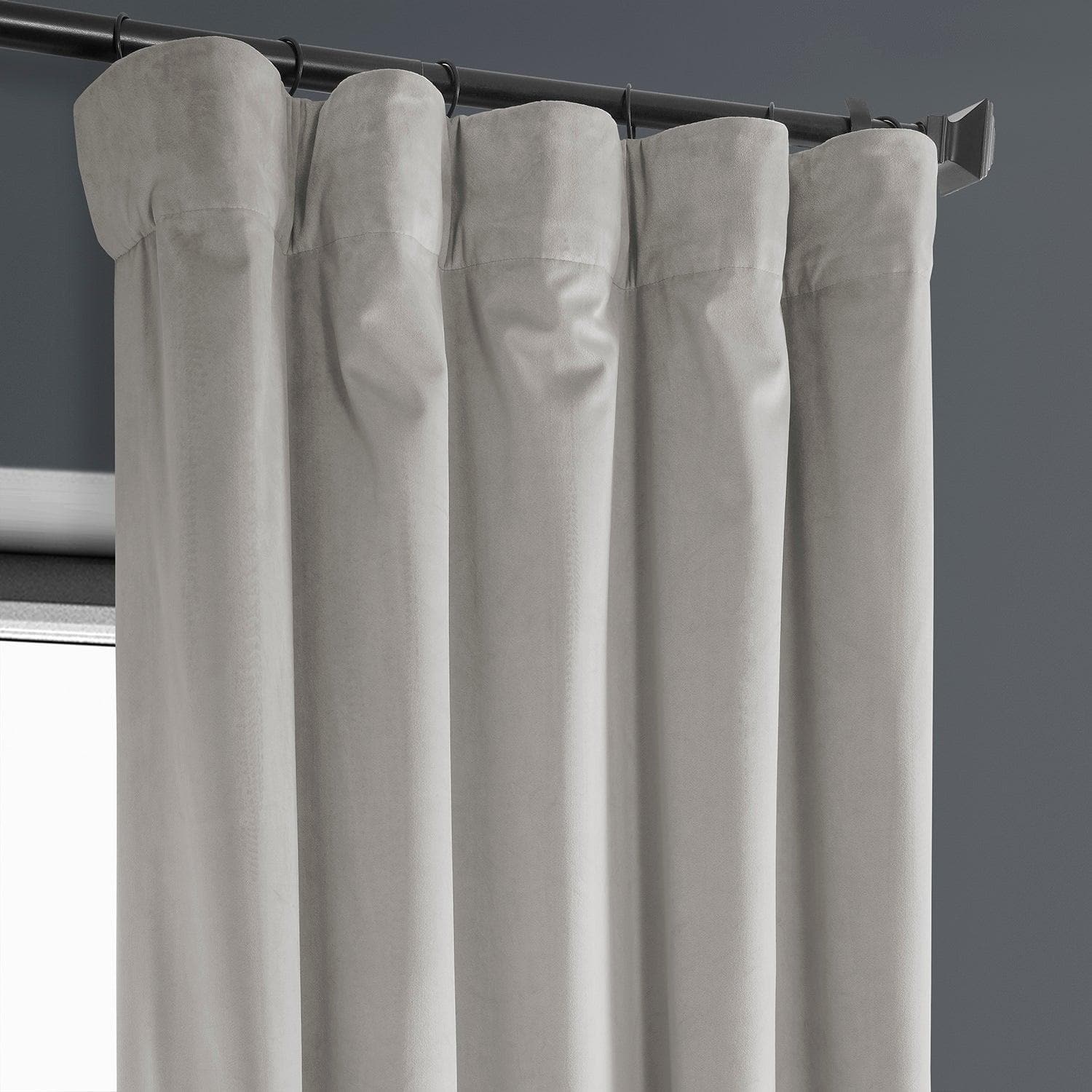City Grey Heritage Plush Velvet Curtain - HalfPriceDrapes.com