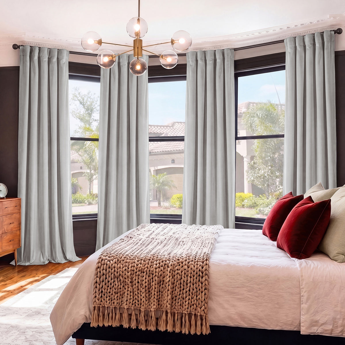 City Grey Heritage Plush Velvet Custom Curtain