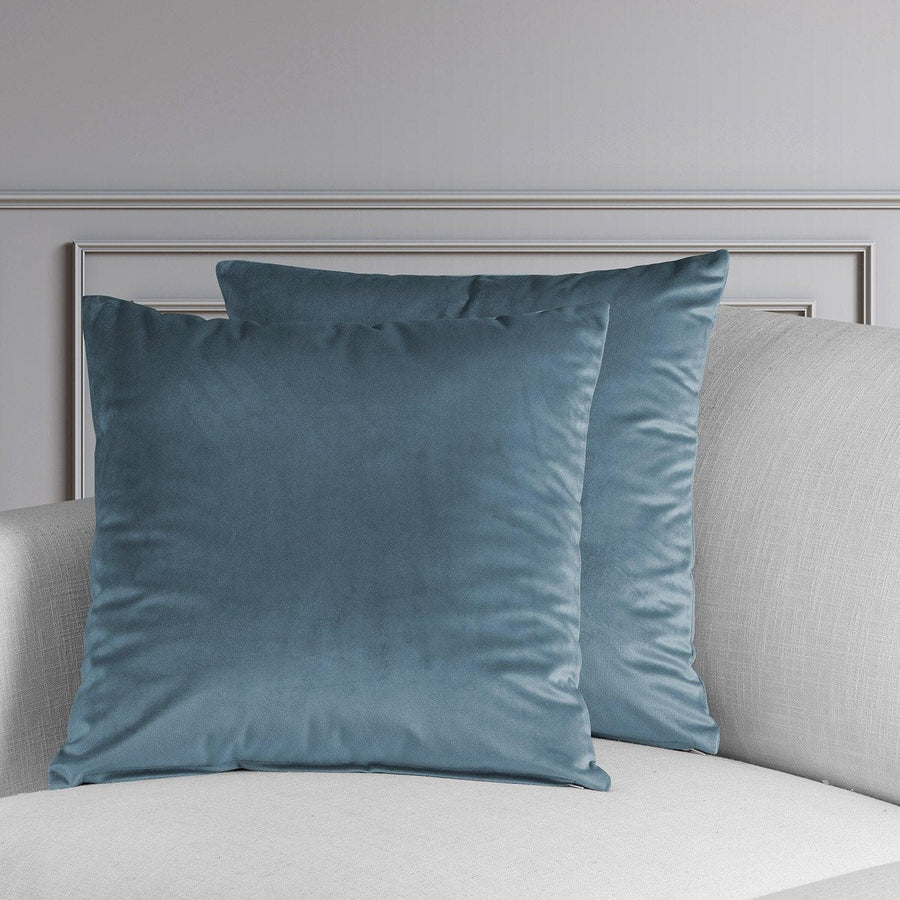 Denmark Blue Heritage Plush Velvet Cushion Covers - Pair - HalfPriceDrapes.com