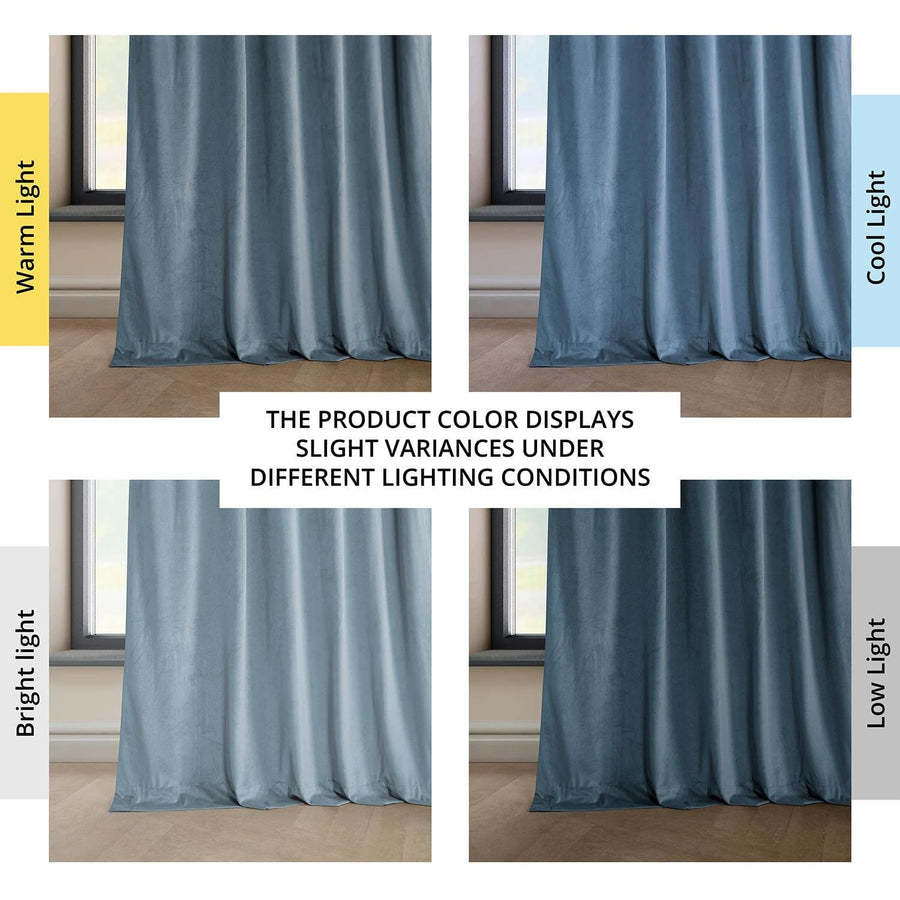 Denmark Blue Heritage Plush Velvet Curtain - HalfPriceDrapes.com