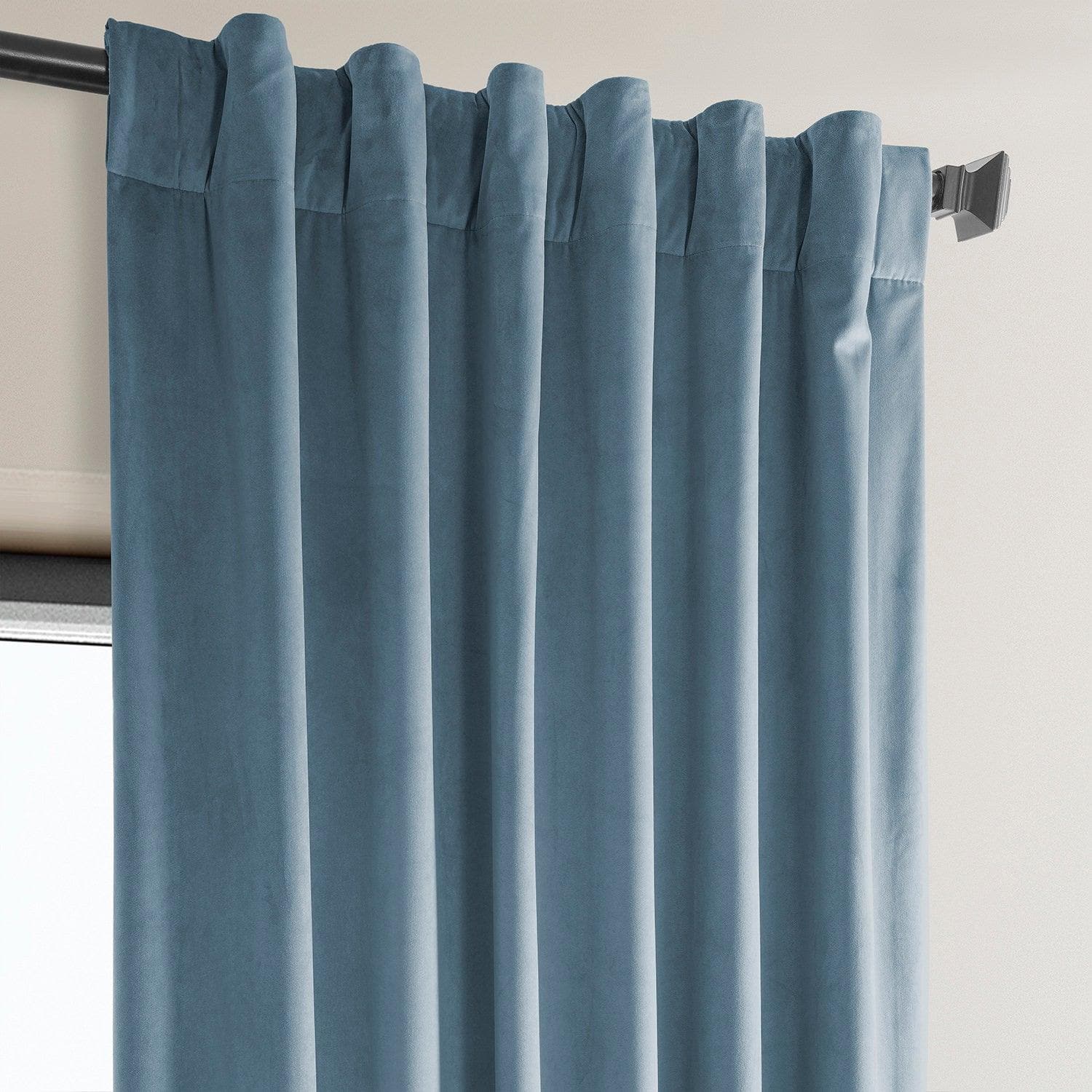 Denmark Blue Heritage Plush Velvet Curtain - HalfPriceDrapes.com