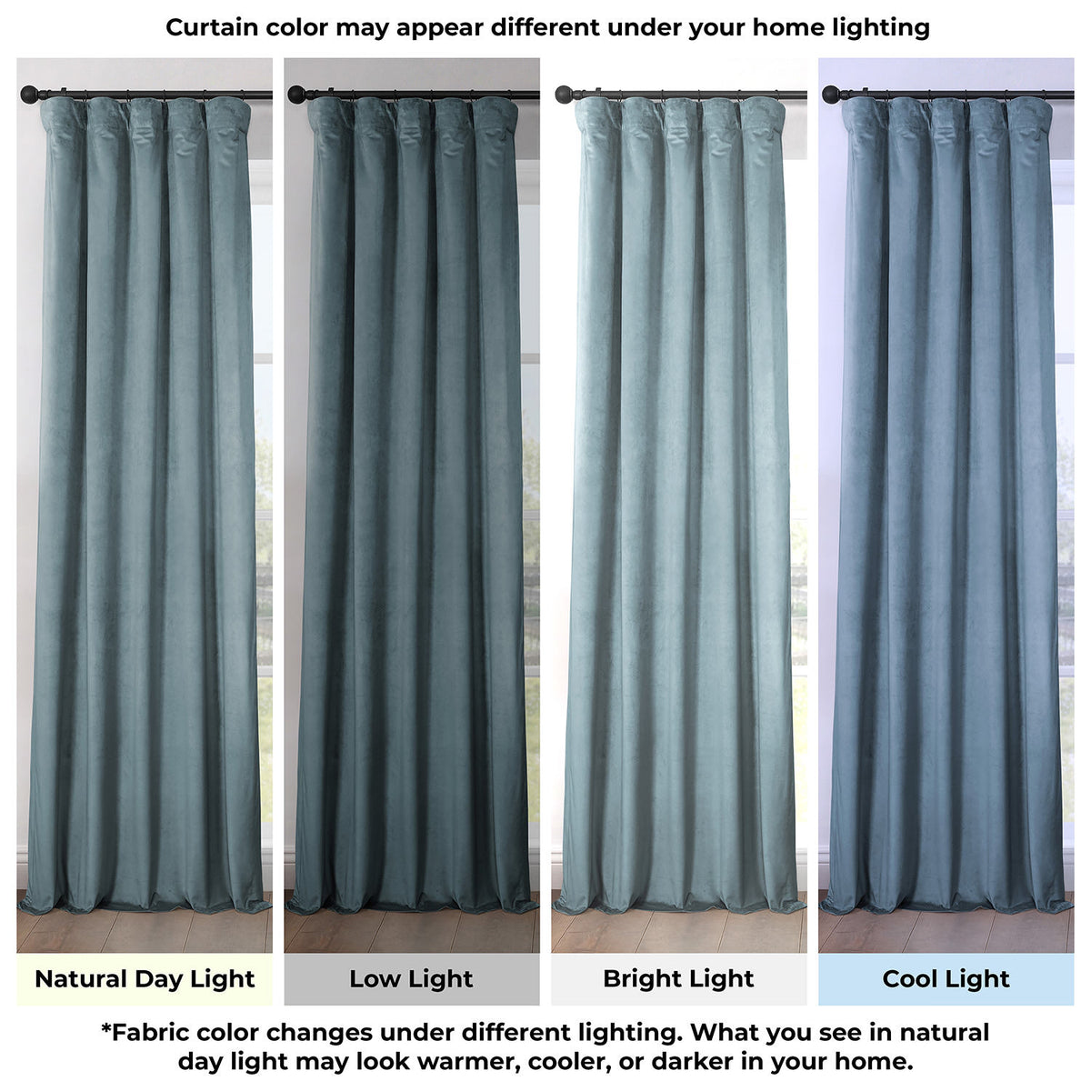 Denmark Blue Heritage Plush Velvet Room Darkening Curtain