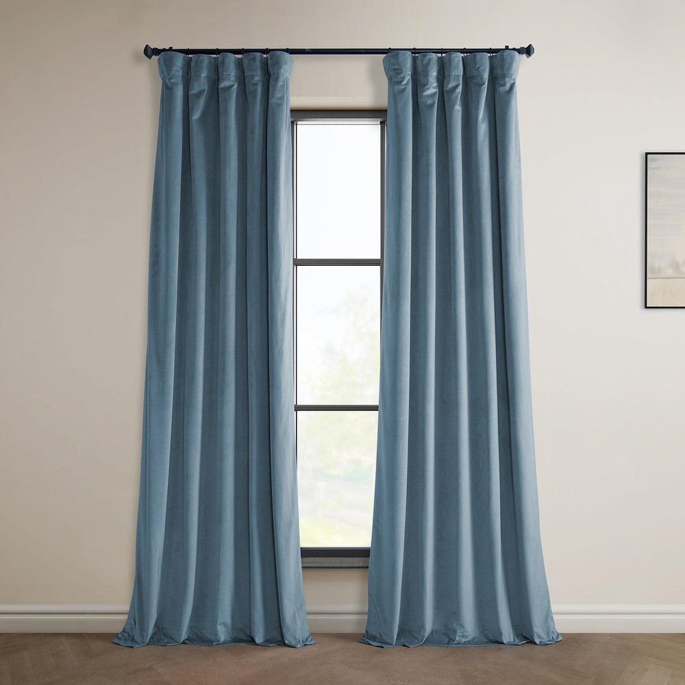 Denmark Blue Heritage Plush Velvet Curtain - HalfPriceDrapes.com