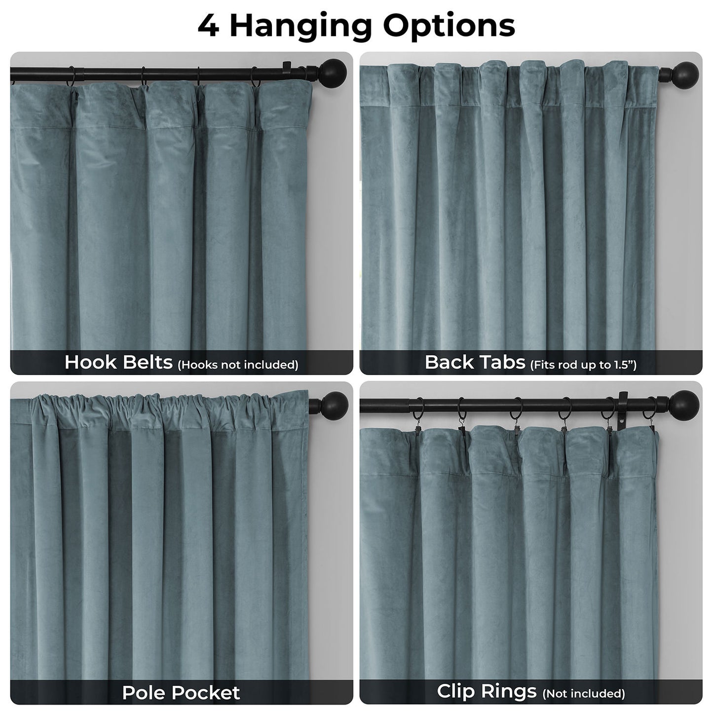 Denmark Blue Heritage Plush Velvet Room Darkening Curtain