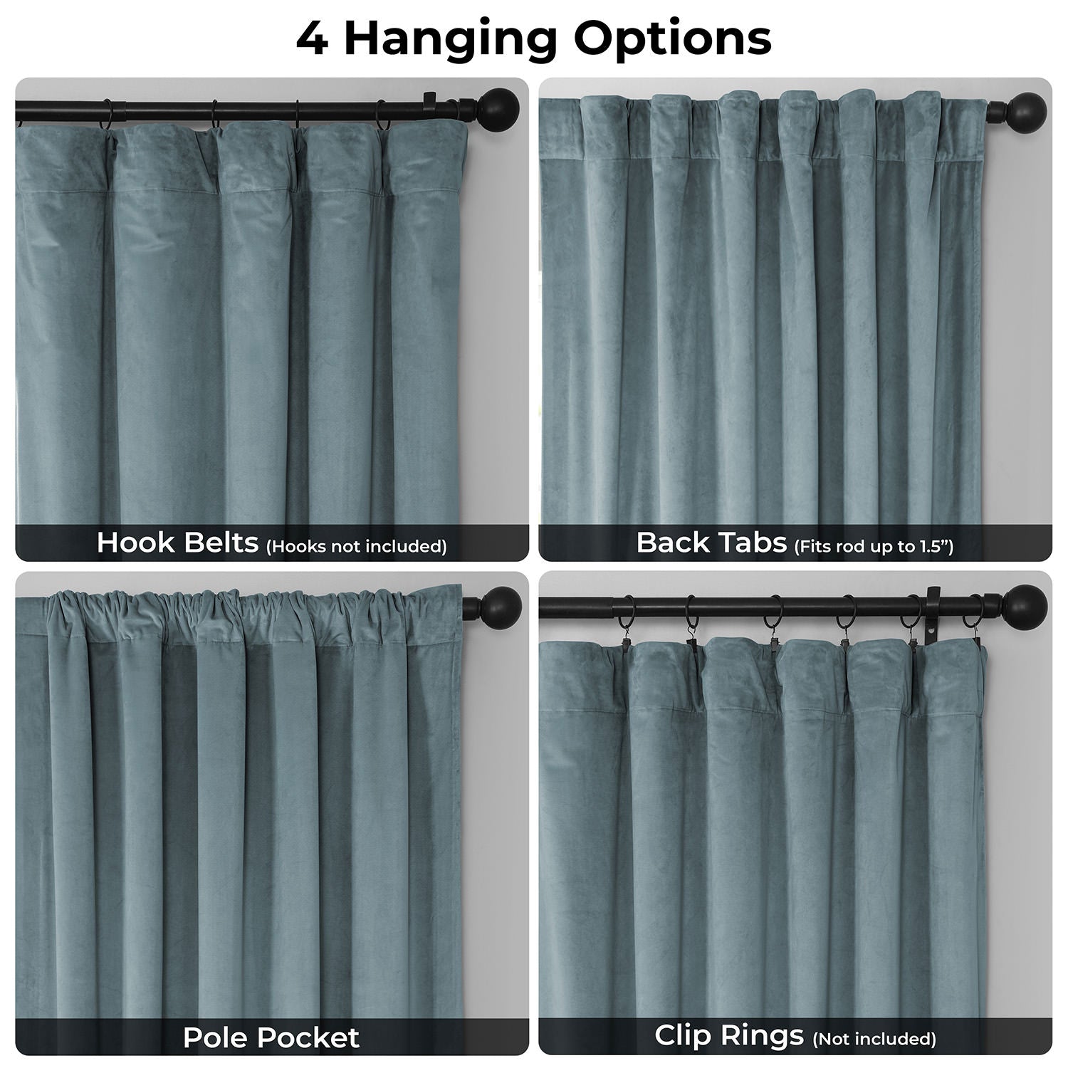 Denmark Blue Heritage Plush Velvet Room Darkening Curtain
