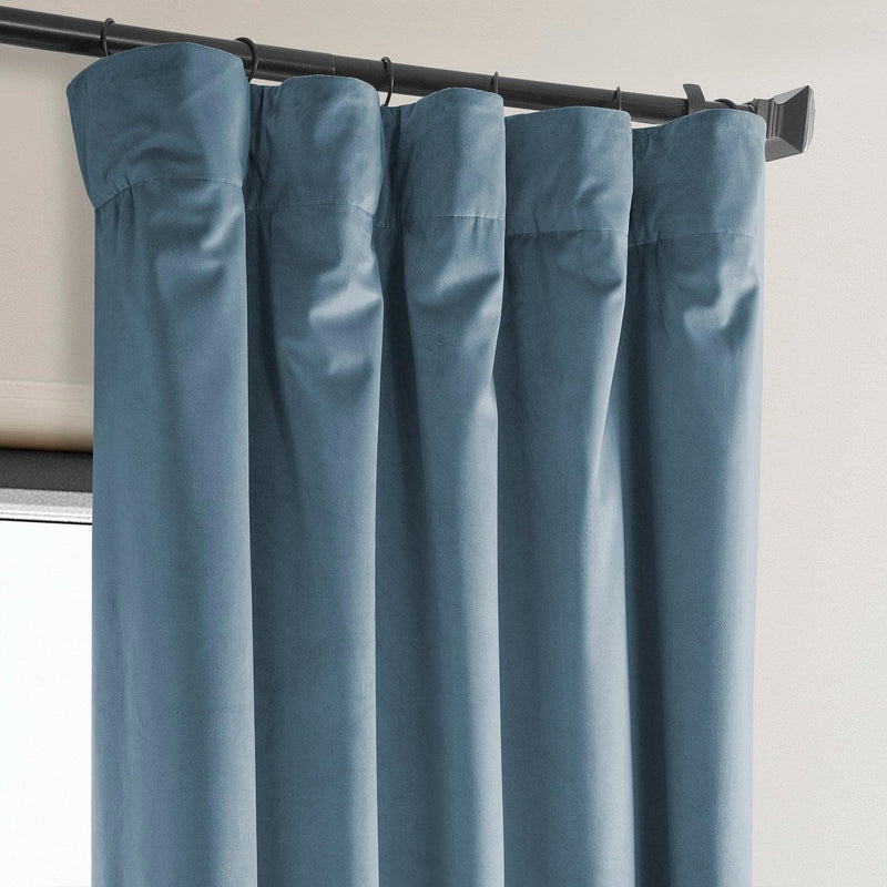 Denmark Blue Heritage Plush Velvet Curtain - HalfPriceDrapes.com