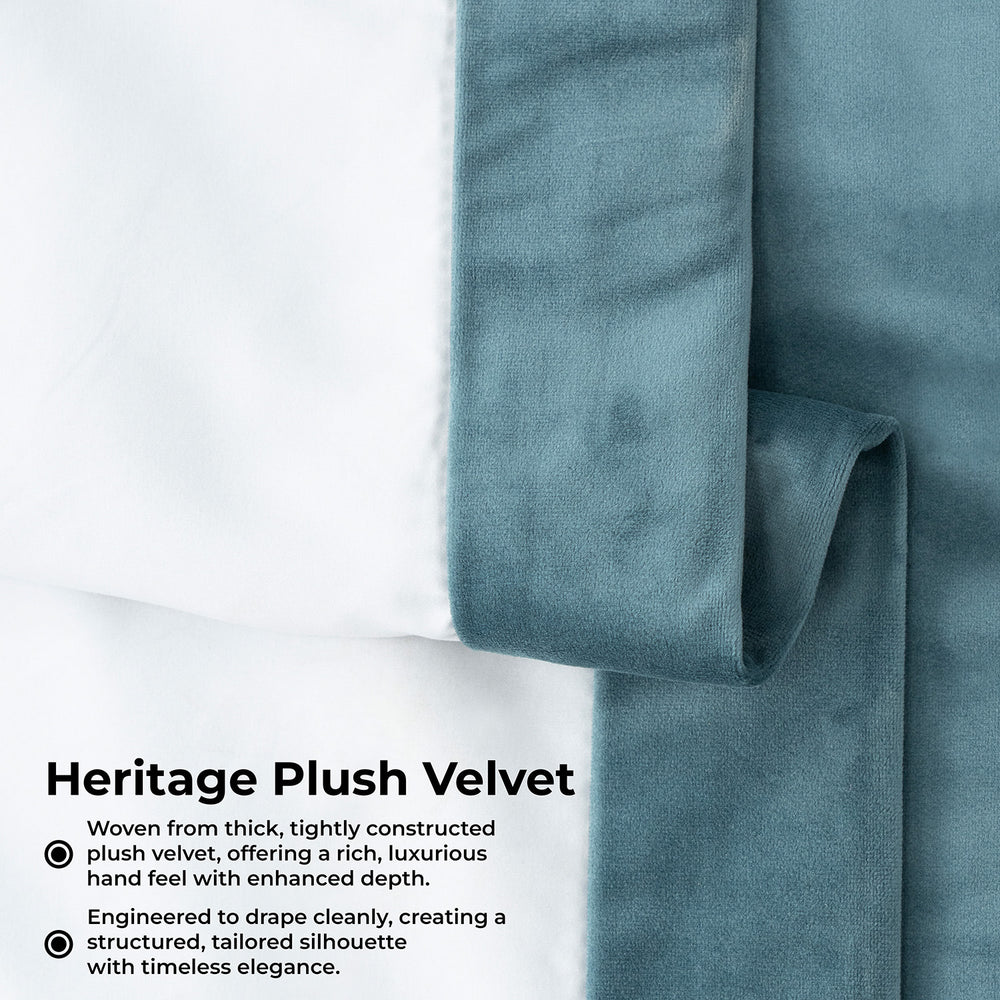 Denmark Blue Heritage Plush Velvet Room Darkening Curtain