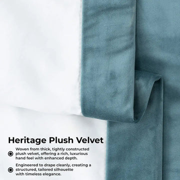 Denmark Blue Heritage Plush Velvet Room Darkening Curtain
