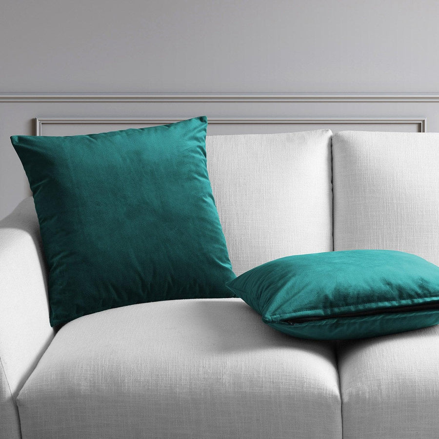 Deep Sea Teal Heritage Plush Velvet Cushion Covers - Pair - HalfPriceDrapes.com