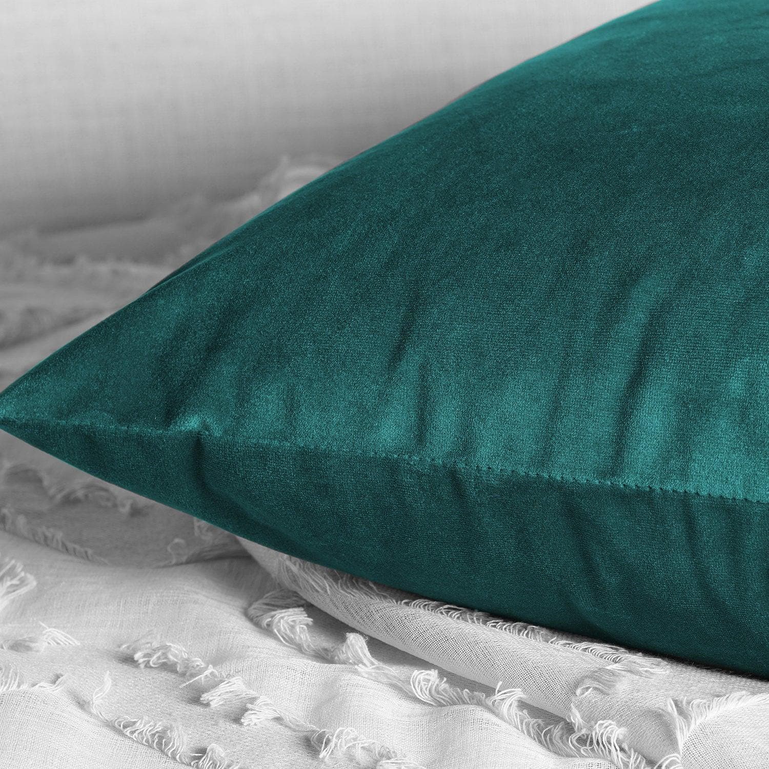 Deep Sea Teal Heritage Plush Velvet Cushion Covers - Pair - HalfPriceDrapes.com