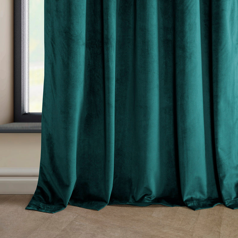 Deep Sea Teal Heritage Plush Velvet Custom Curtain