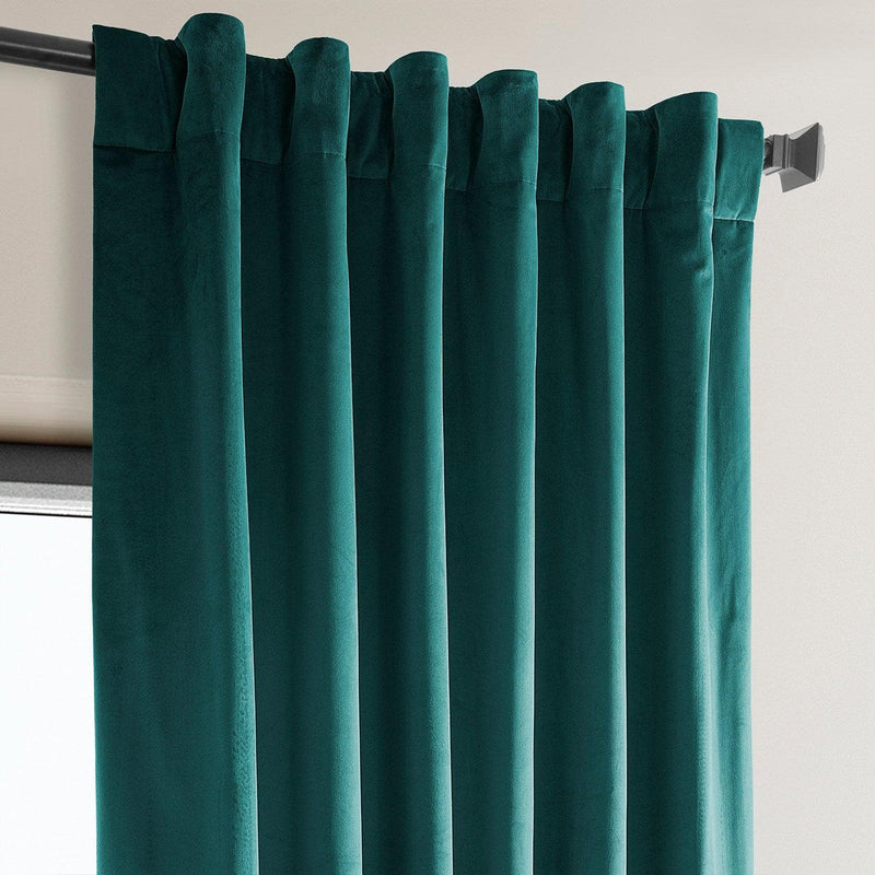 Deep Sea Teal Heritage Plush Velvet Curtain - HalfPriceDrapes.com