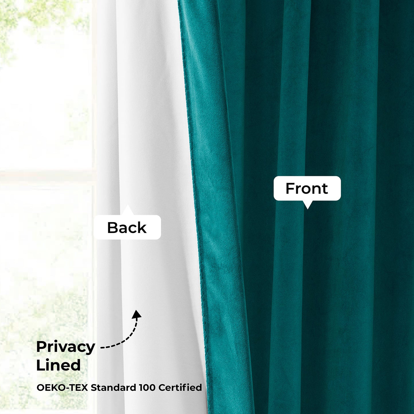 Deep Sea Teal Heritage Plush Velvet Room Darkening Curtain