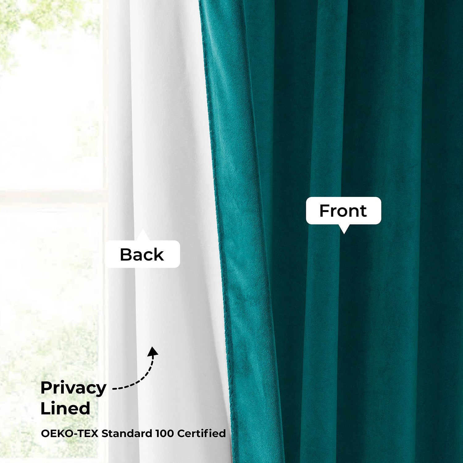 Deep Sea Teal Heritage Plush Velvet Room Darkening Curtain